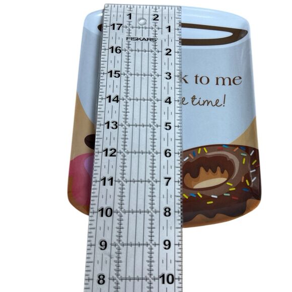 Donut ‘Coffee Time’ Melamine Plates Set/2 6.5×8.5″ Kitchen Fun - Picture 5 of 6